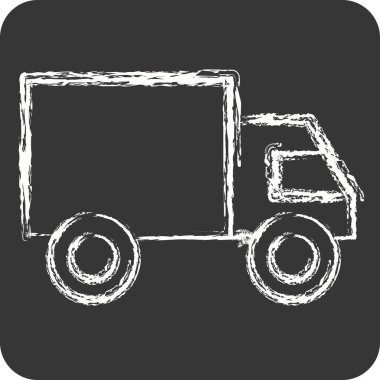Simge Kargo Kamyonu. Ulaşım sembolüyle ilgili. Tebeşir stili. dizayn edilebilir