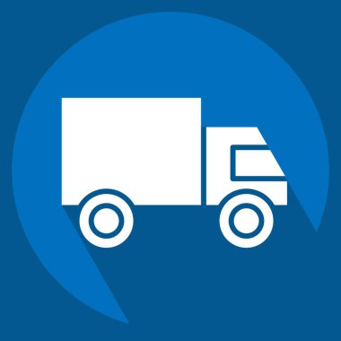 Simge Kargo Kamyonu. Ulaşım sembolüyle ilgili. Uzun gölge tarzı. dizayn edilebilir