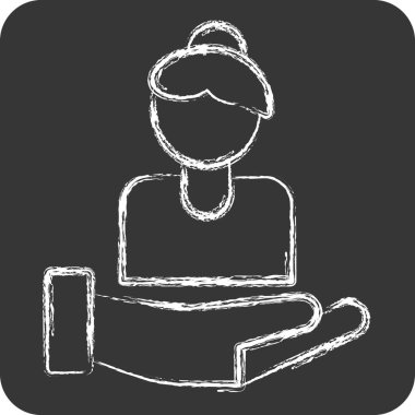 Kadınlara İlgi Simgesi. Feminizm sembolüyle ilgili. Tebeşir stili. dizayn edilebilir