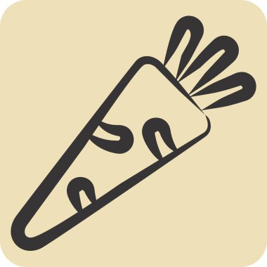 Simge Havucu. Meyve ve Sebze Sembolü ile ilgili. El çizimi tarzı. düzenlenebilir