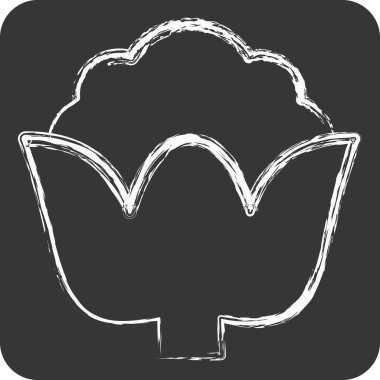 Icon Cauli Çiçeği. Meyve ve Sebze Sembolü ile ilgili. Tebeşir stili. düzenlenebilir