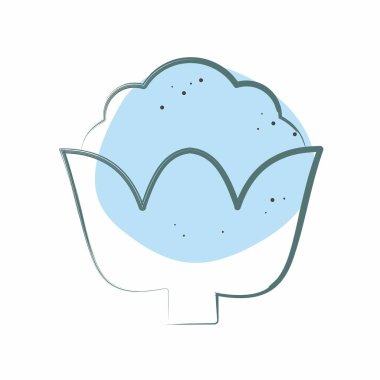 Icon Cauli Çiçeği. Meyve ve Sebze Sembolü ile ilgili. Renkli Leke Biçimi. düzenlenebilir