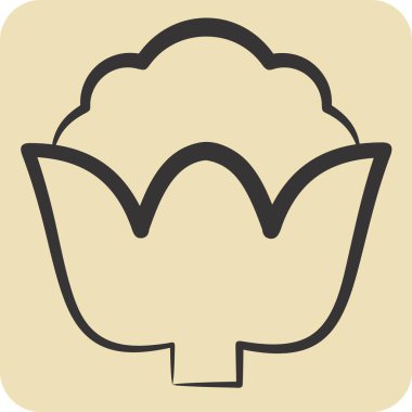 Icon Cauli Çiçeği. Meyve ve Sebze Sembolü ile ilgili. El çizimi tarzı. düzenlenebilir