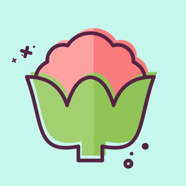 Icon Cauli Çiçeği. Meyve ve Sebze Sembolü ile ilgili. MBE tarzı. düzenlenebilir