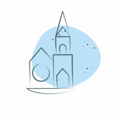 Simge Şapeli. House sembolüyle ilgili. Renkli Leke Biçimi. dizayn edilebilir