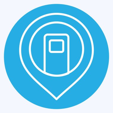 Simge şarj istasyonu. Konum sembolüyle ilgili. Mavi gözlü. dizayn edilebilir