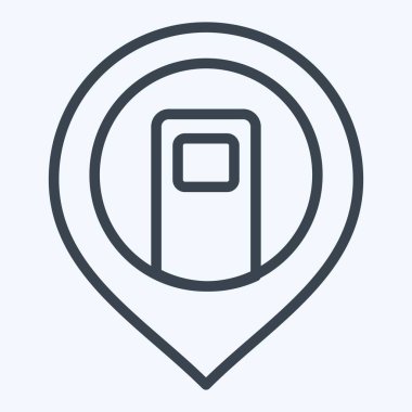 Simge şarj istasyonu. Konum sembolüyle ilgili. Sıra tarzı. dizayn edilebilir