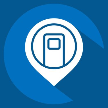 Simge şarj istasyonu. Konum sembolüyle ilgili. Uzun gölge tarzı. dizayn edilebilir