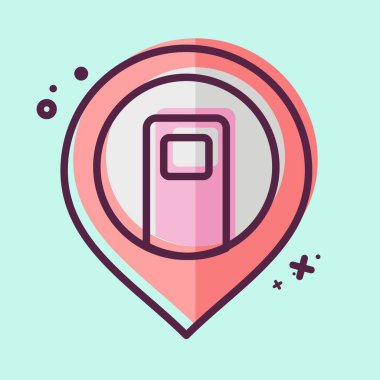 Simge şarj istasyonu. Konum sembolüyle ilgili. MBE tarzı. dizayn edilebilir