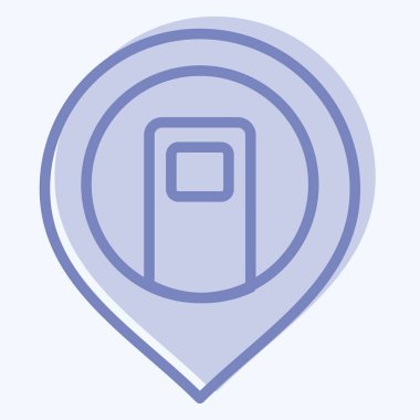 Simge şarj istasyonu. Konum sembolüyle ilgili. İki ton stili. dizayn edilebilir