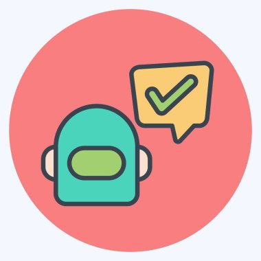 Simge Chatbot. Konuşma sembolüyle ilgili. renk arkadaşı stili. dizayn edilebilir