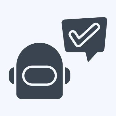 Simge Chatbot. Konuşma sembolüyle ilgili. Kabartma tarzı. dizayn edilebilir