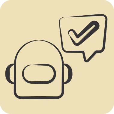 Simge Chatbot. Konuşma sembolüyle ilgili. El çizimi tarzı. dizayn edilebilir