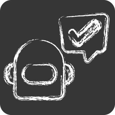 Simge Chatbot. Konuşma sembolüyle ilgili. Tebeşir stili. dizayn edilebilir