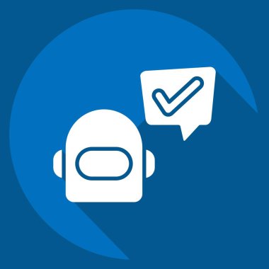 Simge Chatbot. Konuşma sembolüyle ilgili. Uzun gölge tarzı. dizayn edilebilir