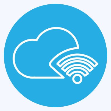 Simge Bulutu. Wifi sembolüyle ilgili. Mavi gözlü. dizayn edilebilir