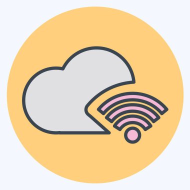 Simge Bulutu. Wifi sembolüyle ilgili. renk arkadaşı stili. dizayn edilebilir