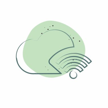Simge Bulutu. Wifi sembolüyle ilgili. Renkli Leke Biçimi. dizayn edilebilir