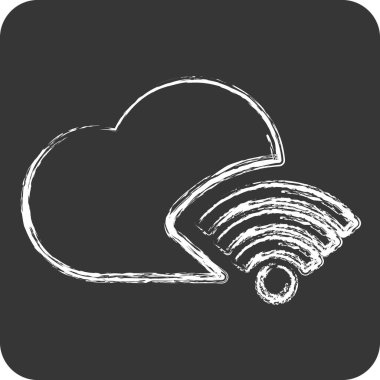 Simge Bulutu. Wifi sembolüyle ilgili. Tebeşir stili. dizayn edilebilir