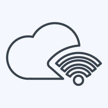 Simge Bulutu. Wifi sembolüyle ilgili. Sıra tarzı. dizayn edilebilir