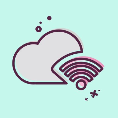 Simge Bulutu. Wifi sembolüyle ilgili. MBE tarzı. dizayn edilebilir