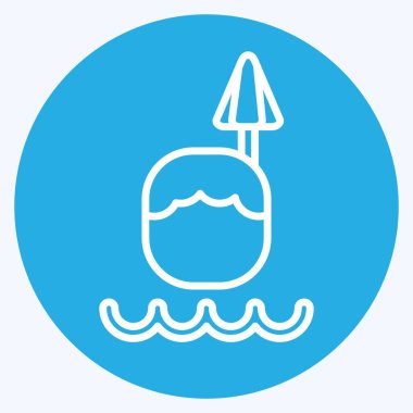 Icon Hindistan cevizi içeceği. Hawaii sembolüyle ilgili. Mavi gözlü. dizayn edilebilir