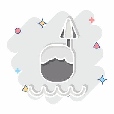 Icon Hindistan cevizi içeceği. Hawaii sembolüyle ilgili. Çizgi roman. dizayn edilebilir