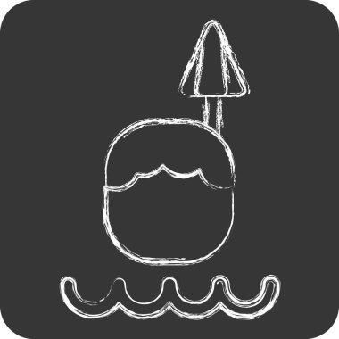 Icon Hindistan cevizi içeceği. Hawaii sembolüyle ilgili. Tebeşir stili. dizayn edilebilir