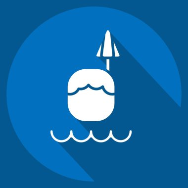 Icon Hindistan cevizi içeceği. Hawaii sembolüyle ilgili. Uzun gölge tarzı. dizayn edilebilir