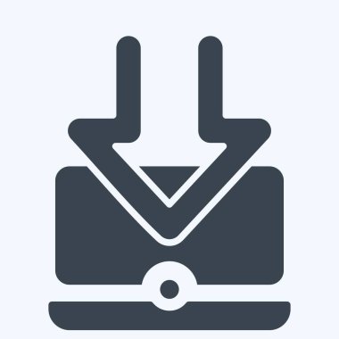 Simge Bilgisayarı. İndirme sembolüyle ilgili. Kabartma tarzı. dizayn edilebilir