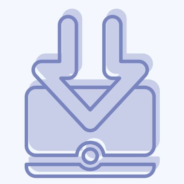 Simge Bilgisayarı. İndirme sembolüyle ilgili. İki ton stili. dizayn edilebilir