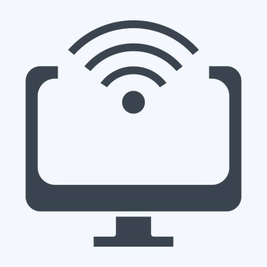 Simge Bilgisayarı. Wifi sembolüyle ilgili. Kabartma tarzı. dizayn edilebilir