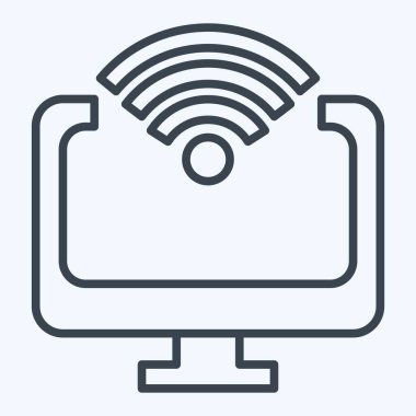 Simge Bilgisayarı. Wifi sembolüyle ilgili. Sıra tarzı. dizayn edilebilir