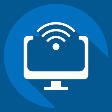 Simge Bilgisayarı. Wifi sembolüyle ilgili. Uzun gölge tarzı. dizayn edilebilir