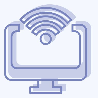 Simge Bilgisayarı. Wifi sembolüyle ilgili. İki ton stili. dizayn edilebilir