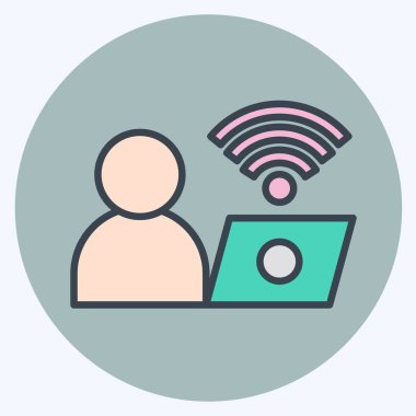 Simge Bağlantısı. Wifi sembolüyle ilgili. renk arkadaşı stili. dizayn edilebilir