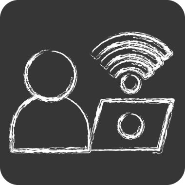 Simge Bağlantısı. Wifi sembolüyle ilgili. Tebeşir stili. dizayn edilebilir