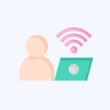 Simge Bağlantısı. Wifi sembolüyle ilgili. Düz stil. dizayn edilebilir