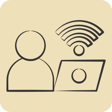 Simge Bağlantısı. Wifi sembolüyle ilgili. El çizimi tarzı. dizayn edilebilir