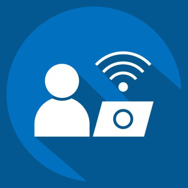 Simge Bağlantısı. Wifi sembolüyle ilgili. Uzun gölge tarzı. dizayn edilebilir