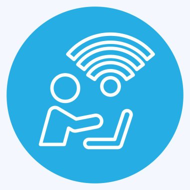 Simge Bağlantısı. Wifi sembolüyle ilgili. Mavi gözlü. dizayn edilebilir