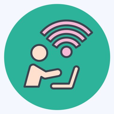 Simge Bağlantısı. Wifi sembolüyle ilgili. renk arkadaşı stili. dizayn edilebilir