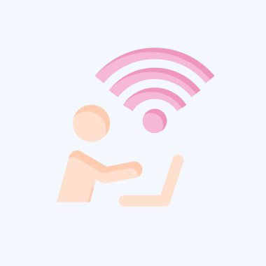 Simge Bağlantısı. Wifi sembolüyle ilgili. Düz stil. dizayn edilebilir