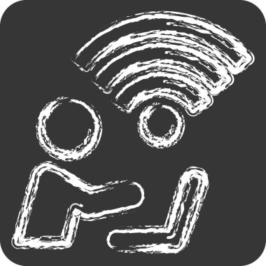 Simge Bağlantısı. Wifi sembolüyle ilgili. Tebeşir stili. dizayn edilebilir