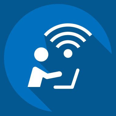 Simge Bağlantısı. Wifi sembolüyle ilgili. Uzun gölge tarzı. dizayn edilebilir