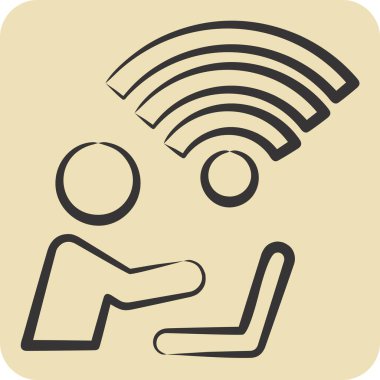 Simge Bağlantısı. Wifi sembolüyle ilgili. El çizimi tarzı. dizayn edilebilir