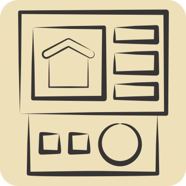 Simge Kontrol Paneli. İç Güvenlik sembolüyle ilgili. el çizimi biçim