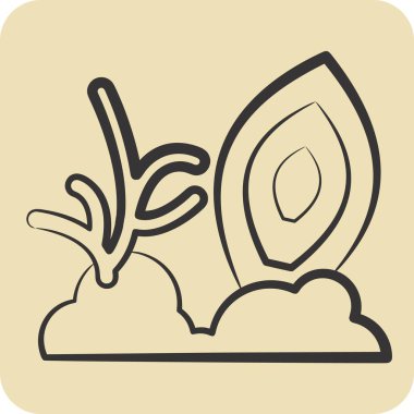 İkon Mercan. Hawaii sembolüyle ilgili. El çizimi tarzı. dizayn edilebilir