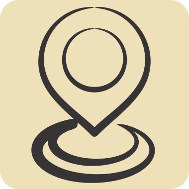 Mevcut Konum 2 ile ilgili simge. El çizimi tarzı. dizayn edilebilir