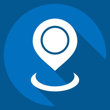 Mevcut Konum 2 ile ilgili simge. Uzun gölge tarzı. dizayn edilebilir